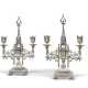 A PAIR OF WHITE-METAL TWIN-LIGHT CANDELABRA - photo 1