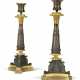 A PAIR OF RESTAURATION ORMOLU AND PATINATED-BRONZE CANDLESTICKS - фото 1