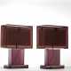 Pair of table lamps in opal amethyst plexiglass and chromed brass - фото 1