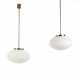 Pair of suspension lamps with flattened diffuser in lattimo incamiciato glass - Foto 1