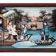A CHINESE ROSEWOOD FRAMED REVERSE-GLASS PAINTING - фото 1