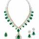 EMERALD, COLOURED DIAMOND AND DIAMOND NECKLACE, EARRING AND ... - фото 1
