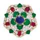 SAPPHIRE, EMERALD, RUBY AND DIAMOND BROOCH - photo 1