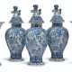 A DUTCH DELFT BLUE AND WHITE GARNITURE OF FIVE VASES - фото 1