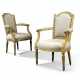 A PAIR OF LOUIS XVI CREAM-PAINTED FAUTEUILS - фото 1