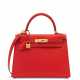 Hermes. A ROUGE DE COEUR EPSOM LEATHER SELLIER KELLY 28 WITH GOLD HA... - Foto 1