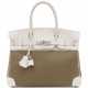Hermes. A WHITE SWIFT LEATHER & TOILE OFFICIER BIRKIN 30 WITH PALLAD... - Foto 1