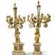 A PAIR OF CHARLES X ORMOLU AND WHITE MARBLE FIVE-LIGHT CANDE... - фото 1