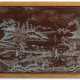 A CHINESE MOTHER-OF-PEARL INLAID BROWN LACQUER PANEL - фото 1