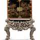 A WILLIAM AND MARY BRASS-MOUNTED BLACK, GILT AND POLYCHROME-JAPANNED CABINET ON A SILVERED STAND - photo 1