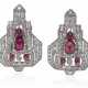 PAIR OF RUBY AND DIAMOND CLIP BROOCH-EARRINGS - photo 1