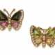 PAIR OF DIAMOND AND MULTI-GEM BUTTERFLY BROOCHES - Foto 1