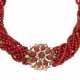 CORAL, DIAMOND AND GOLD TORSADE NECKLACE - photo 1