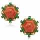 CORAL, EMERALD AND DIAMOND EARRINGS - Foto 1