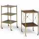 TWO FRENCH BRASS AND TOOLED LEATHER SIDE TABLES - фото 1