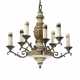NORTH EUROPEAN GREEN-PAINTED, PARCEL-GILT AND WROUGHT-IRON EIGHT-LIGHT CHANDELIER - photo 1