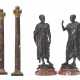 PAIR OF ITALIAN GILTWOOD AND MARBLE COLUMNS AND PAIR OF ITALIAN BRONZE FIGURES OF EMPERORS - photo 1