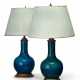 PAIR OF CHINESE TURQUOISE-GLAZED BOTTLE VASES MOUNTED AS LAMPS - photo 1