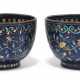 A PAIR OF BLUE-GROUND PAINTED ENAMEL CUPS - фото 1