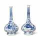 TWO BLUE AND WHITE ‘DRAGON’ BOTTLE VASES - фото 1