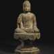 A PAINTED WHITE MARBLE FIGURE OF BUDDHA - фото 1