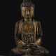 A RARE DRY LACQUER FIGURE OF A SEATED BUDDHA - Foto 1