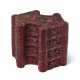A CARVED RED AND BLACK LACQUER INGOT-FORM THREE-TIERED BOX A... - Foto 1