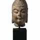 A CARVED MARBLE HEAD OF A BODHISATTVA - photo 1