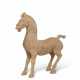 A LARGE PAINTED GREY POTTERY FIGURE OF A HORSE - фото 1