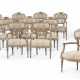 A SET OF TEN ITALIAN GREY-PAINTED AND PARCEL-GILT ARMCHAIRS ... - Foto 1