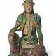 A LARGE GLAZED TILEWORKS FIGURE OF SEATED GUANYIN - Foto 1