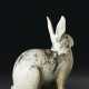 A CARVED WOOD MODEL OF A HARE - фото 1