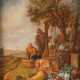 Willem Kalf (Attr.). Bauernpaar Am Brunnen Mit Herbstlichem Gemüse Und Einem Blick Auf Die Silhouette Von Paris, Wohl Um 1642 - Foto 1