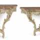 A PAIR OF LOUIS XV GRAY-PAINTED CONSOLE TABLES - фото 1