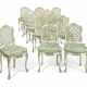 A SET OF TWELVE LOUIS XV GREEN AND WHITE-PAINTED CANED CHAISES - фото 1