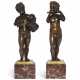 A PAIR OF FRENCH PATINATED-BRONZE CHERUBS - photo 1