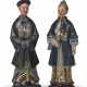 A PAIR OF CHINESE EXPORT POLYCHROME-PAINTED CLAY NODDING FIGURES - фото 1