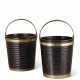 A MATCHED PAIR OF GEORGE III BRASS-BOUND MAHOGANY PEAT BUCKETS - photo 1