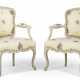 A PAIR OF LOUIS XV GREY-PAINTED FAUTEUILS - фото 1