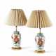A PAIR OF WORCESTER PORCELAIN HEXAGONAL VASES, MOUNTED AS LAMPS - фото 1