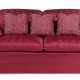 A RED SILK UPHOLSTERED TWO-SEAT SOFA - photo 1
