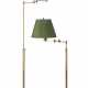 A PAIR OF BRASS SWING-ARM ADJUSTABLE FLOOR LAMPS WITH GREEN SILK SHADES - Foto 1