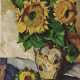 Heinrich Nauen. Sonnenblumen in bemalter Vase mit Doppelhenkel. Um 1926 - Foto 1