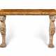 A REGENCY WHITE-PAINTED AND PARCEL-GILT WOOD AND COMPOSITION CONSOLE - фото 1