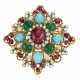 MULTI-GEM AND DIAMOND BROOCH WITH GIA REPORTS - photo 1
