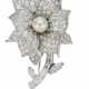 DIAMOND AND NATURAL PEARL BROOCH WITH GIA REPORT - Foto 1