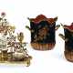 A LOUIS XV ORMOLU-MOUNTED LACQUER, MEISSEN AND FRENCH PORCELAIN ENCRIER, AND A PAIR OF FRENCH ORMOLU AND POLYCRHOME TOLE PEINTE CACHE POTS - photo 1