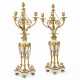 A PAIR OF FRENCH ORMOLU-MOUNTED WHITE MARBLE THREE-LIGHT CANDELABRA - photo 1