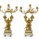 A PAIR OF FRENCH ORMOLU AND WHITE MARBLE FIGURAL THREE-LIGHT CANDELABRA - фото 1