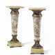 A PAIR OF ORMOLU AND ONYX MOUNTED COBALT-BLUE GROUND SEVRES STYLE PORCELAIN PEDESTALS - photo 1